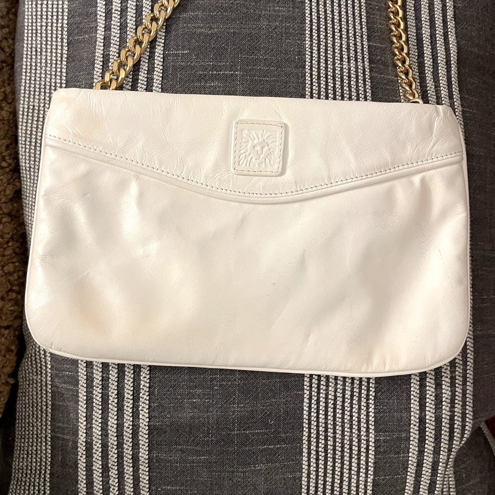 Anne Klein soft white leather shoulder bag.